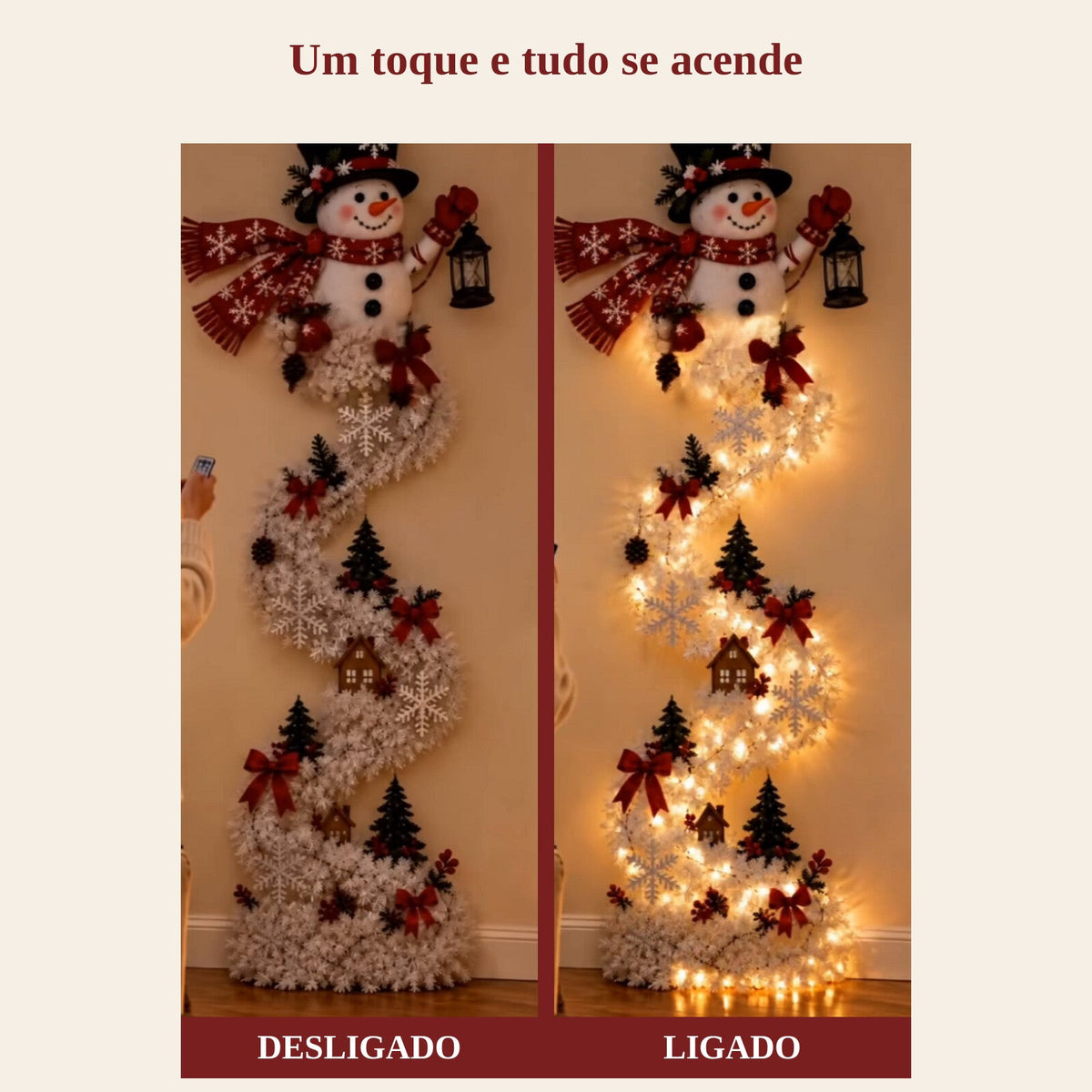 Boneco de Neve Encantado – Decoração de Parede Iluminada
