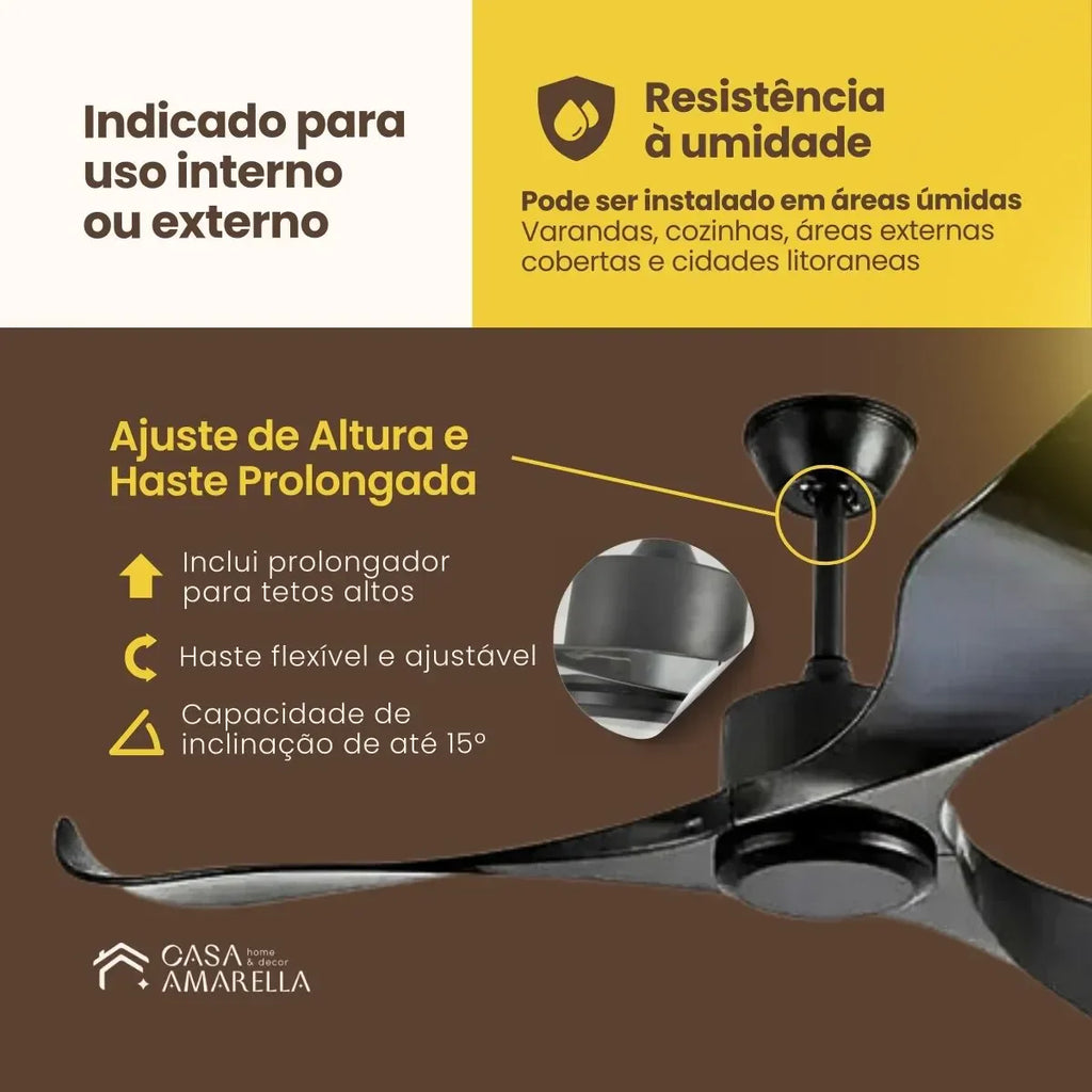Ventilador de teto moderno Estilo Industrial com controle remoto - ZenithBreeze UrbanWind Elite Edition