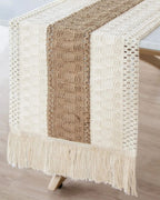 Caminho de Mesa Boho em Algodão Crochê Decoração Rústica e Moderna