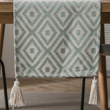 Caminho de Mesa Geométrico em Jacquard com Borla para Decoração