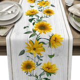 Caminho de Mesa Retrô de Linho com Estampa de Girassol
