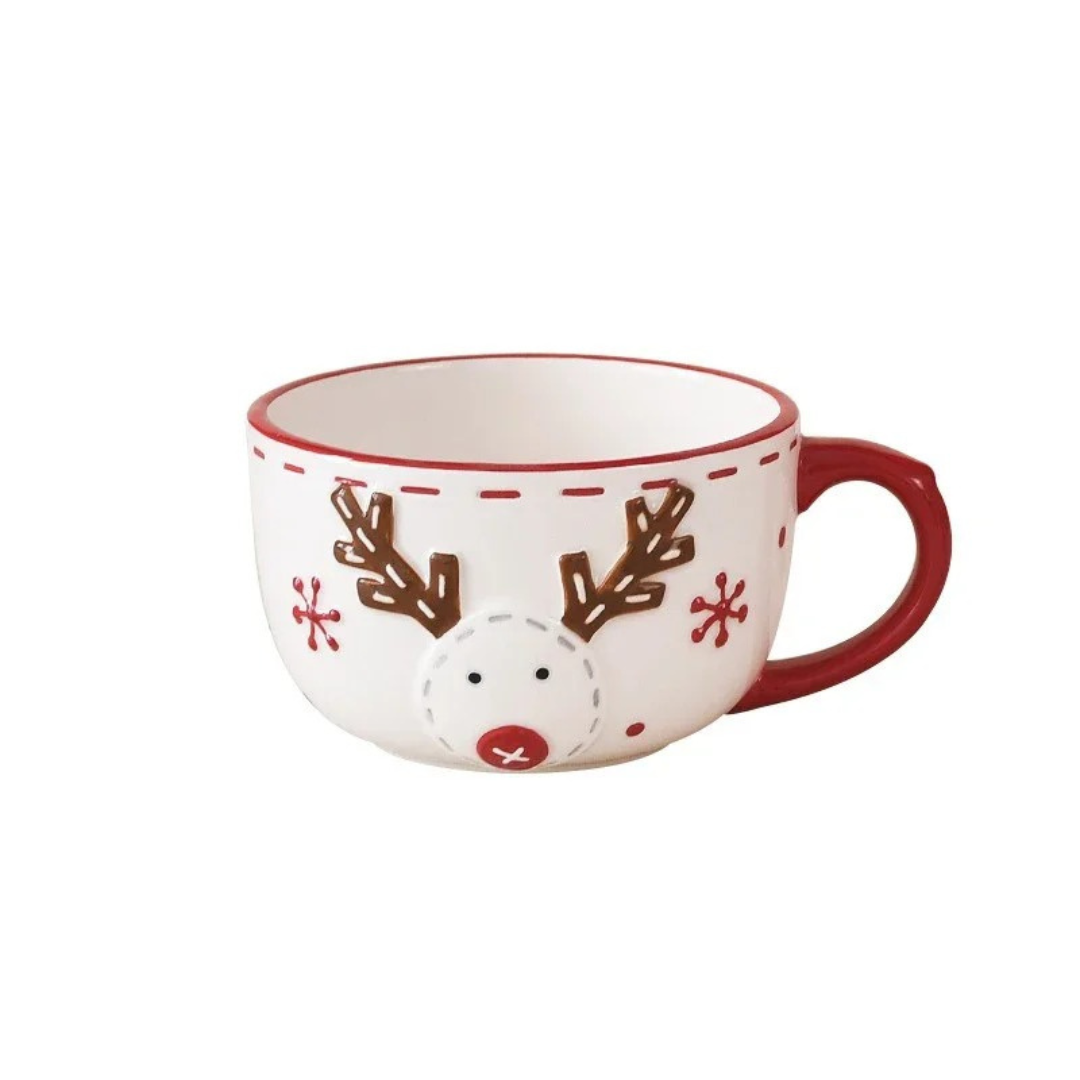 Caneca de Cerâmica Natalina em Alto Relevo