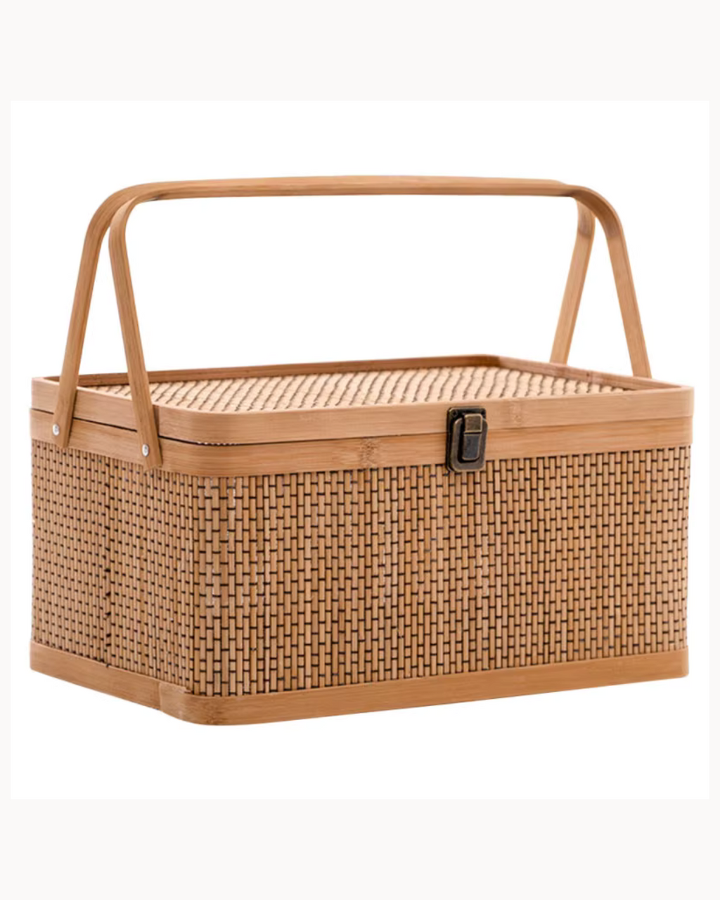 Cesta de Bambu Tecido para Armazenamento Frutas Verduras Ovos e Piqueniques