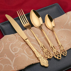 Conjunto de Talheres Luxo Aço Inoxidável 24 Peças Ouro e Prata