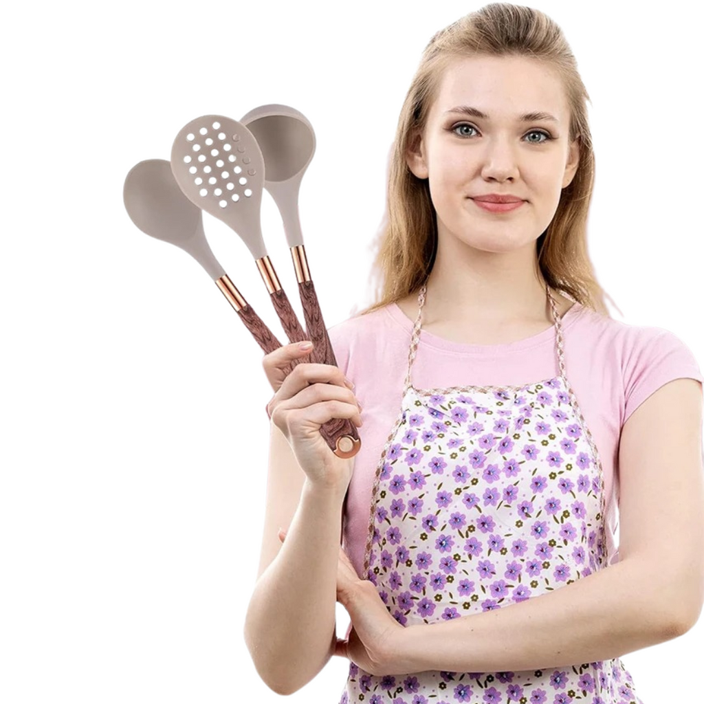 Conjunto de Utensílios de Cozinha de Silicone 10 Peças com Suporte