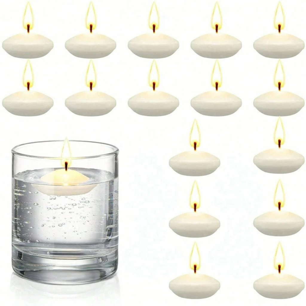 Discos de Velas Flutuantes Brancas para Decoração