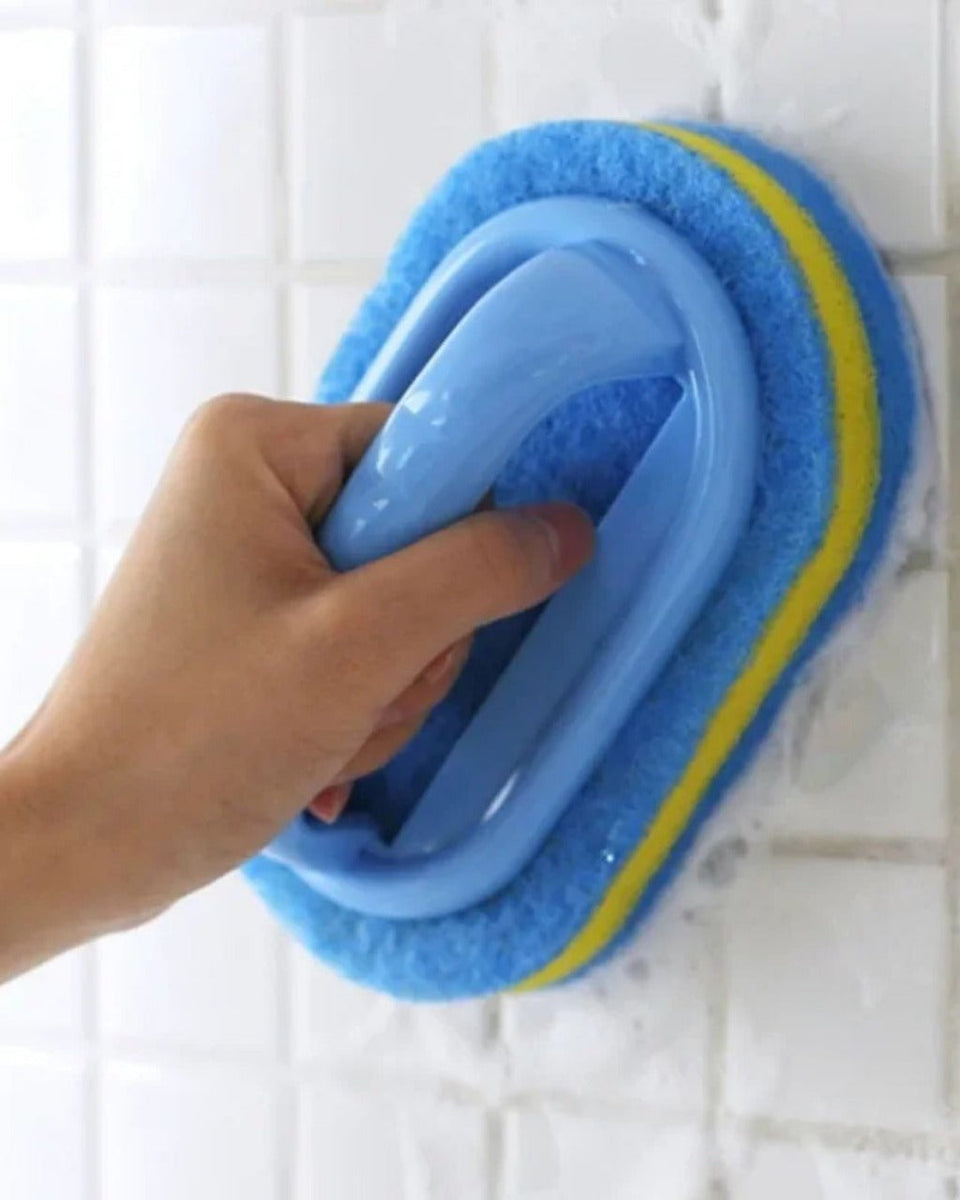 Escova de Limpeza com Alça e Cabeça de Esponja Para Cozinha e Banheiro