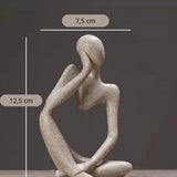 Escultura O Pensador Abstrato Cor Areia para Decoração de Sala e Escritório