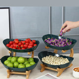 Fruteira com 2 ou 3 Camadas Estrutura em Bambu para Mesa Organizada