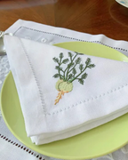 Guardanapos de Linho e Algodão com Bordado de Vegetais 45x45cm