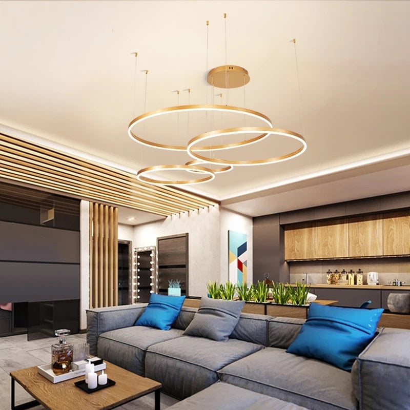 Lustre Moderno Pendente Circular LED - Nordic Europe Gold Edition