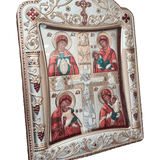 Ícone Grego Mãe de Deus com Cristo Crucificado Esmaltada 11,3 x 15,2 cm