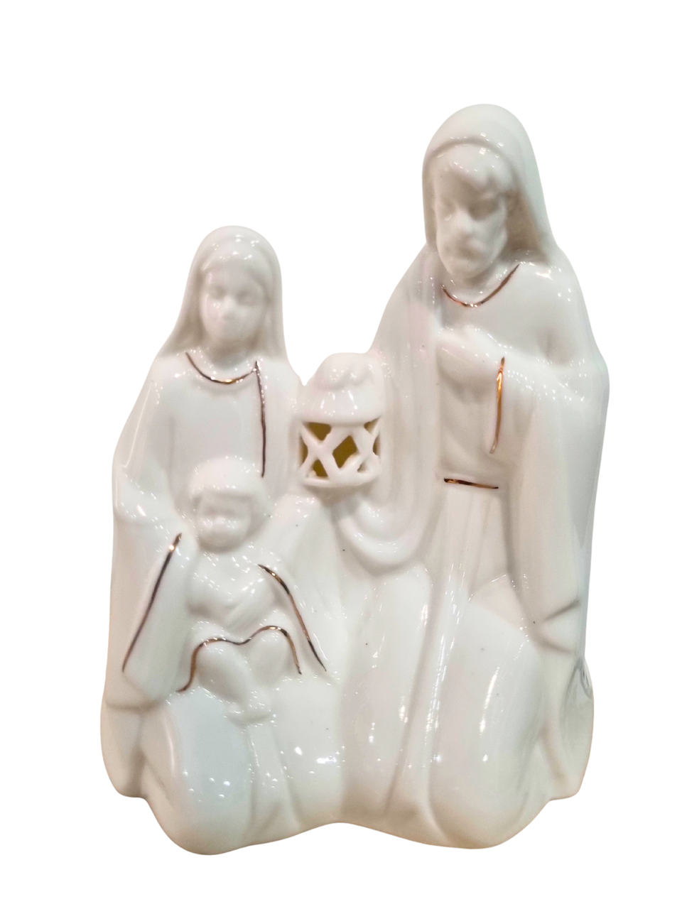 Imagem da Sagrada Família em Porcelana com Led 13 x 15 cm