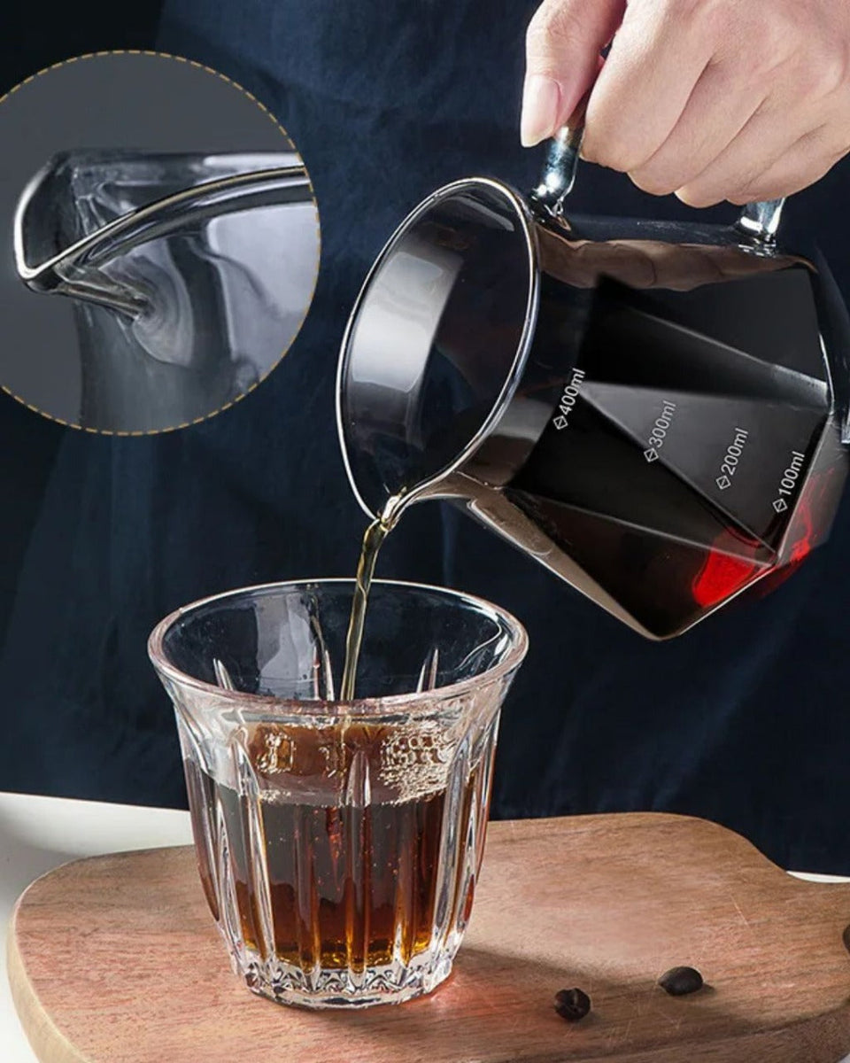 Jarra de Café de Vidro Transparente com Filtro Reutilizável Design Diamante