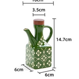 Pote de Óleo de Cerâmica 250 ml com Tampa de Madeira e Alça