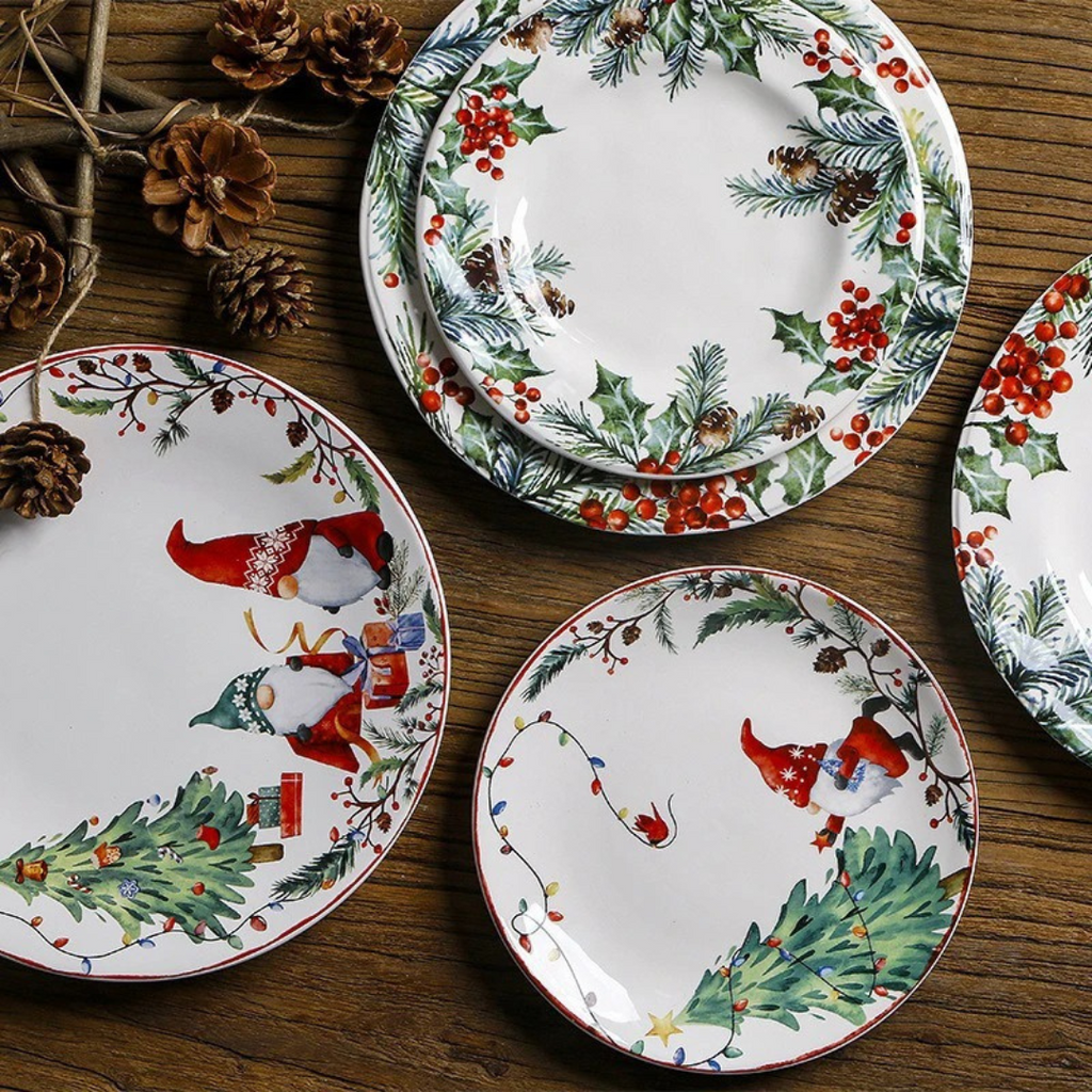 Prato de Jantar de Cerâmica com Tema de Natal