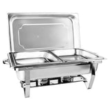 Rechaud Retangular de Aço Inox 9L com 2 Cubas Banho Maria Profissional