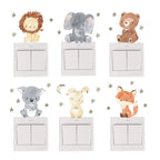 Adesivos decorativos infantis para interruptor e tomadas - Animais Fofinhos - Kit com 6