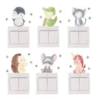 Adesivos decorativos infantis para interruptor e tomadas - Animais Fofinhos - Kit com 6