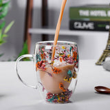Caneca em Vidro Duplo Boro - 350ml FloralGlass Harmony