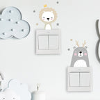 Adesivos decorativos infantis para interruptor e tomadas - Animais Fofinhos - Kit com 6