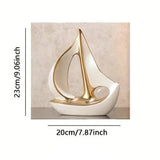 Escultura decorativa de Cerâmica Premuim - Coleção Veleiro Sereno
