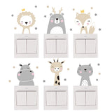 Adesivos decorativos infantis para interruptor e tomadas - Animais Fofinhos - Kit com 6
