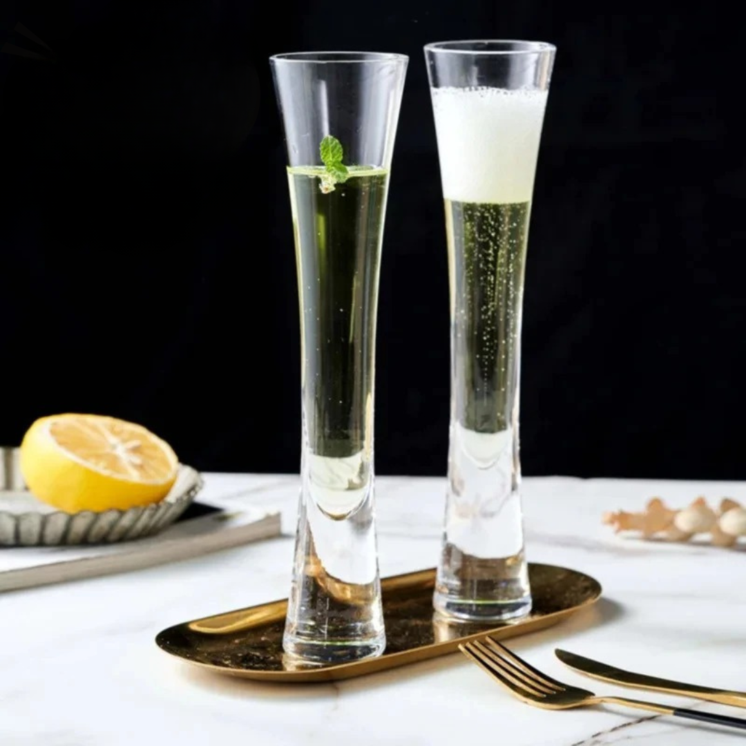 Taças de Champanhe Elegantes em Vidro