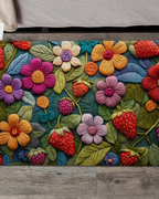 Tapete 3D Morango com Flor Macio, Antiderrapante e Decorativo
