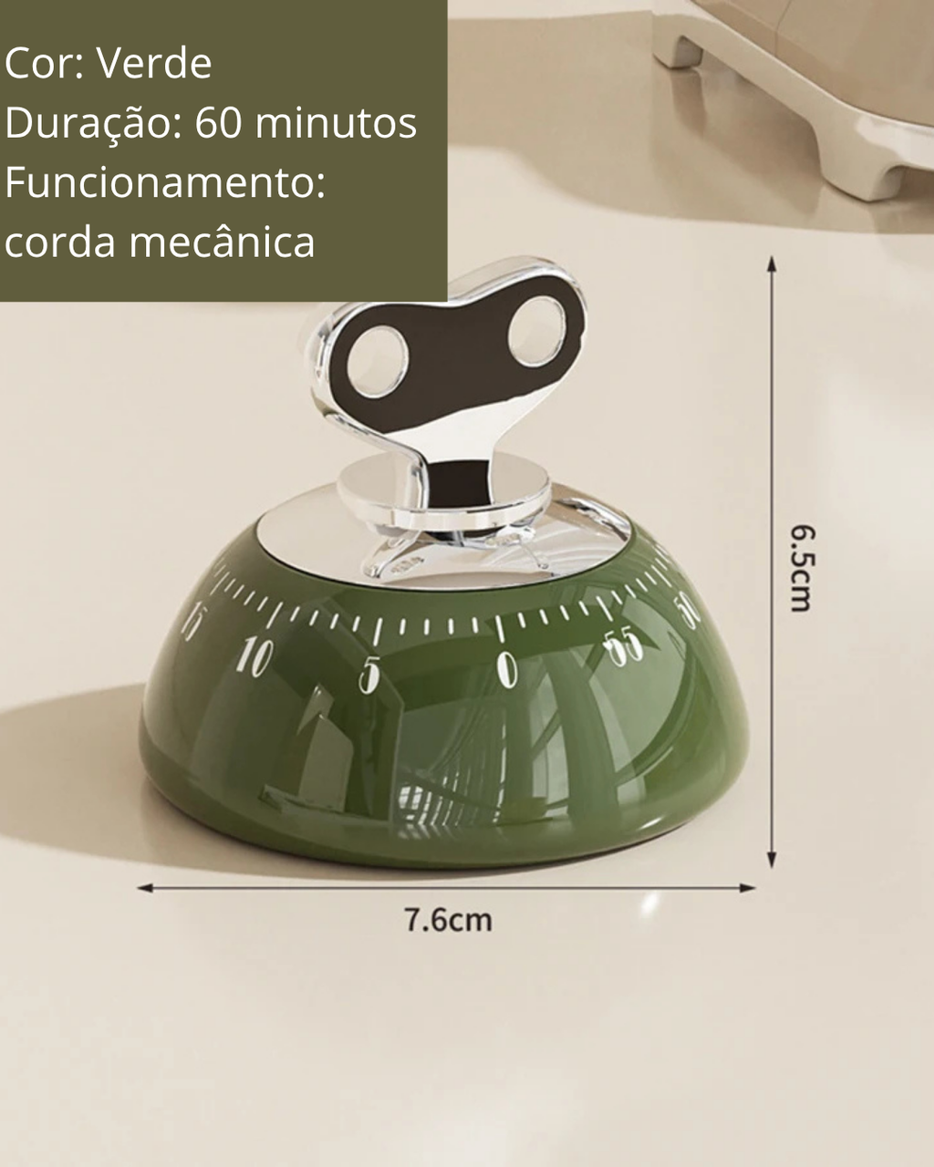 Temporizador de Cozinha Magnético Manual com Alarme