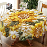 Toalha de Mesa com Flor 3D Amarela Decoração Primavera Verão