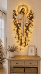 Cristo Iluminado – Decoração de Parede com Luz Dourada