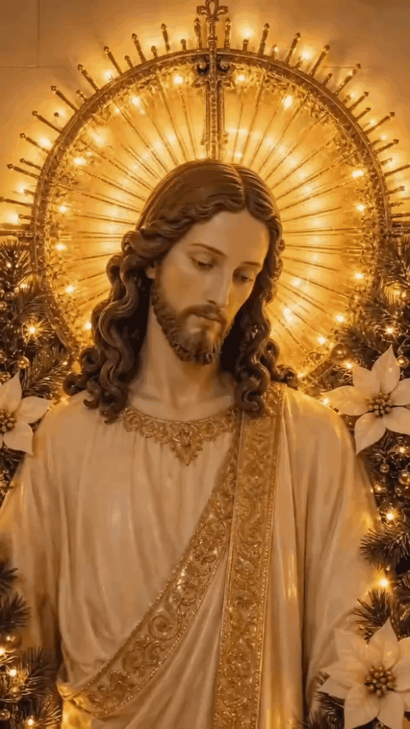 Cristo Iluminado – Decoração de Parede com Luz Dourada