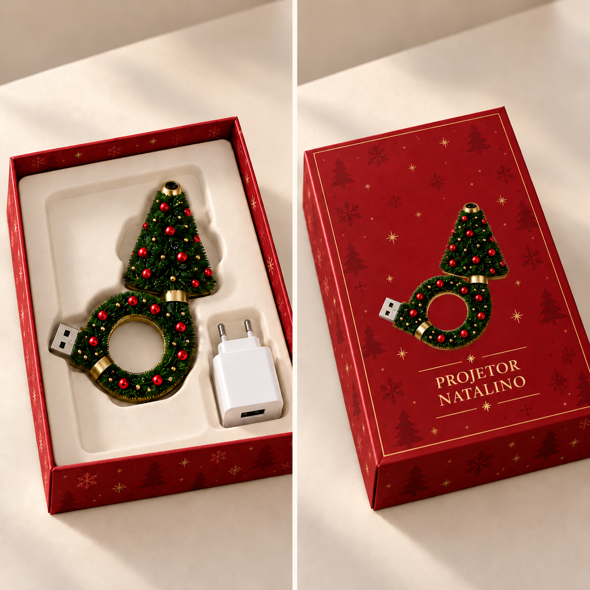 Brilho de Natal — Projetor Natalino que Encaixa na Tomada