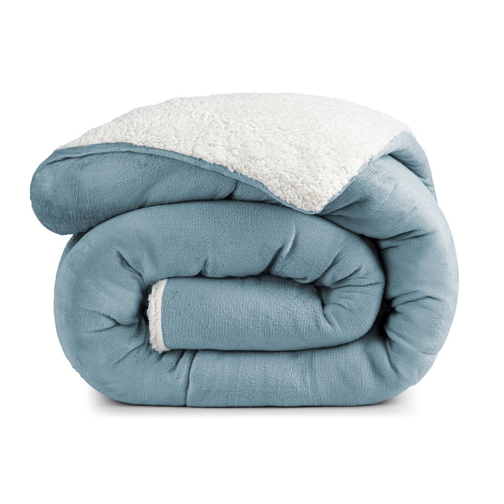 Coberdrom Cobertor Manta Sherpa Pele de Carneiro 490g/m² Dupla Face Aspen Azul