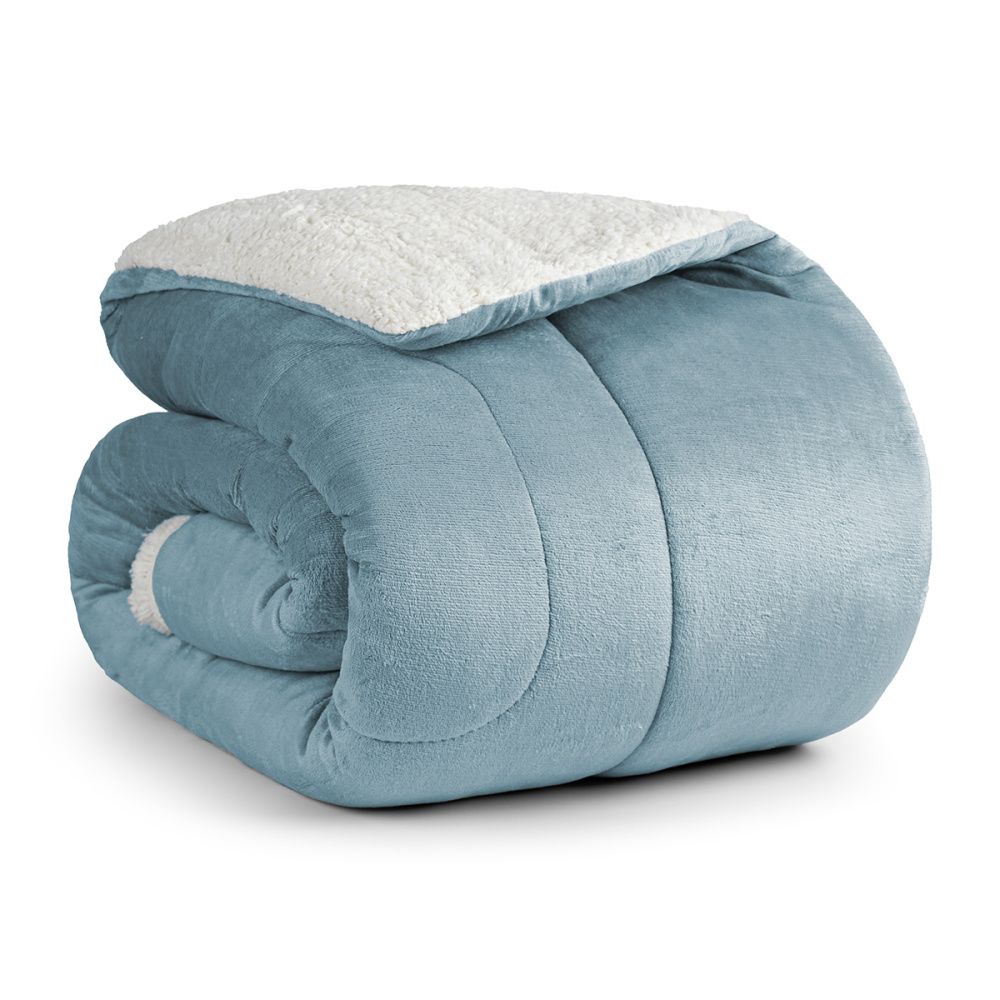 Coberdrom Cobertor Manta Sherpa Pele de Carneiro 490g/m² Dupla Face Aspen Azul