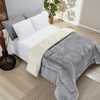 Coberdrom Cobertor Manta Sherpa Pele de Carneiro 490g/m² Dupla Face Aspen Cinza