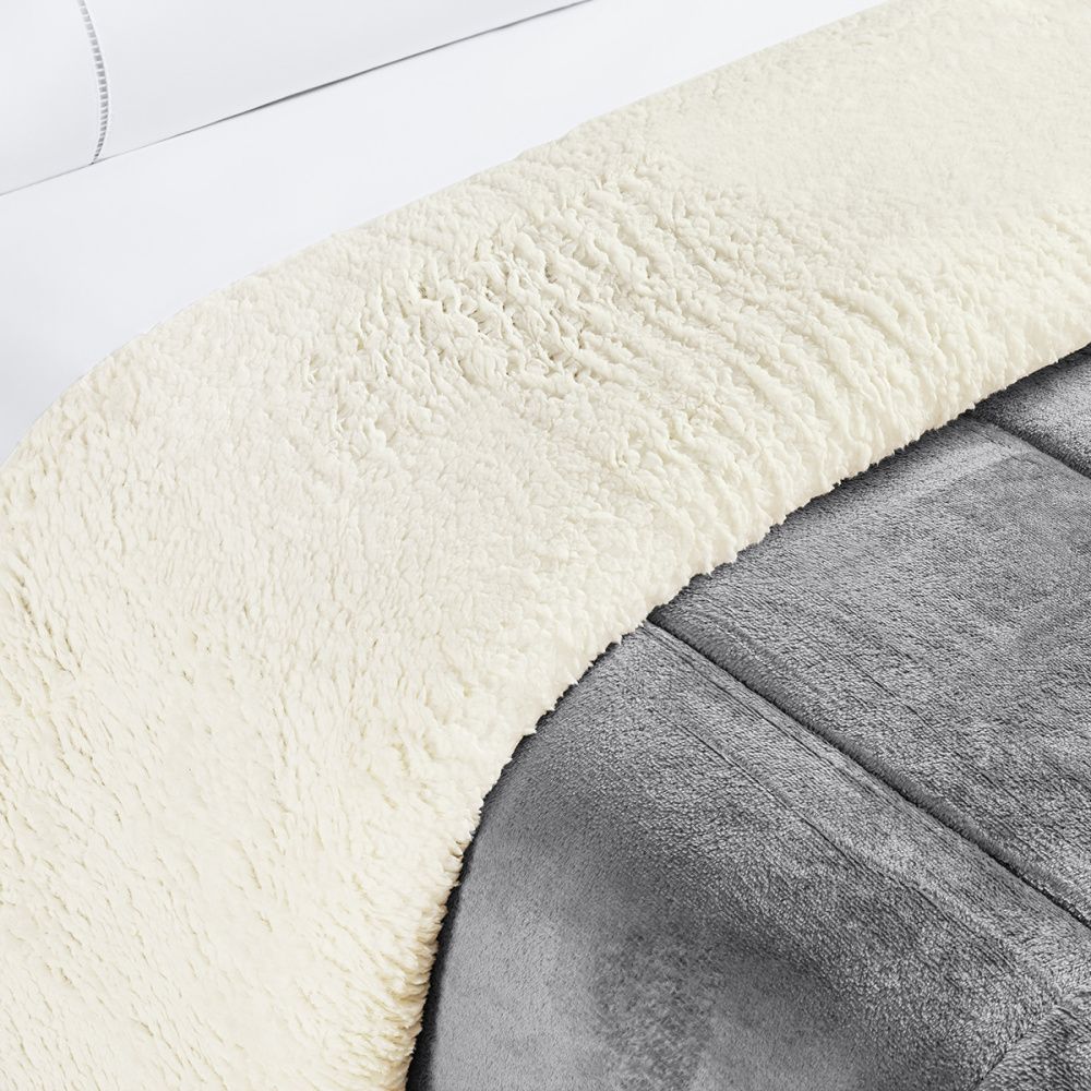 Coberdrom Cobertor Manta Sherpa Pele de Carneiro 490g/m² Dupla Face Aspen Cinza