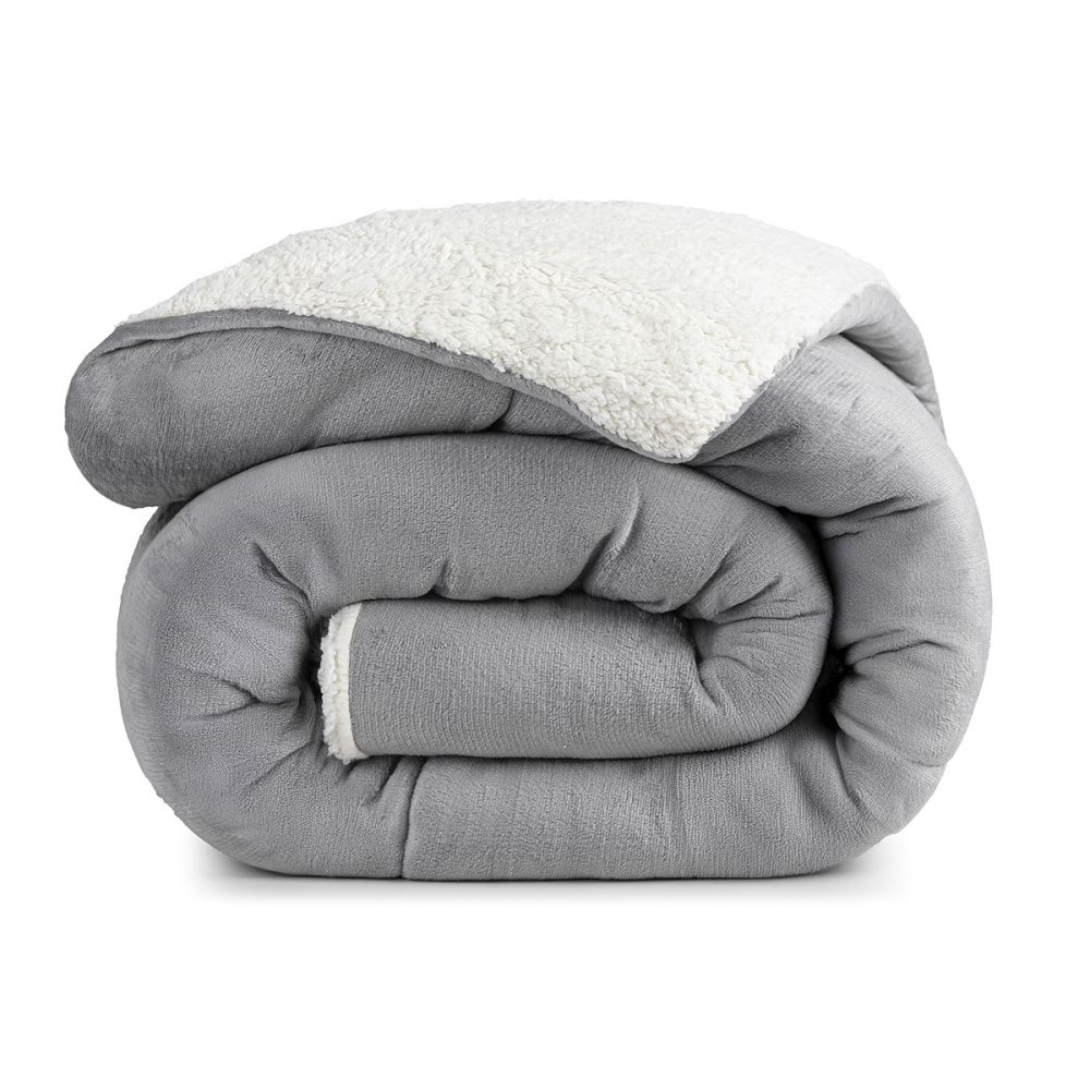 Coberdrom Cobertor Manta Sherpa Pele de Carneiro 490g/m² Dupla Face Aspen Cinza