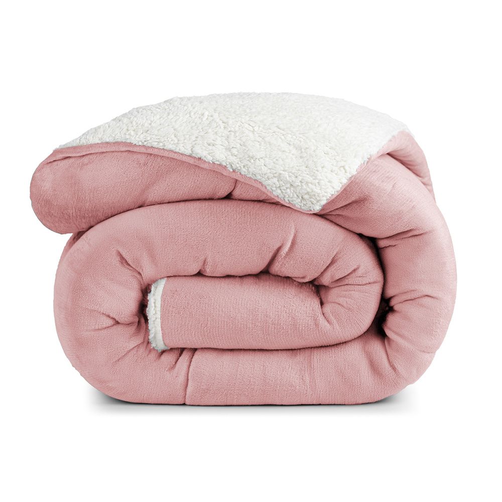 Coberdrom Cobertor Manta Sherpa Pele de Carneiro 490g/m² Dupla Face Aspen Rosa