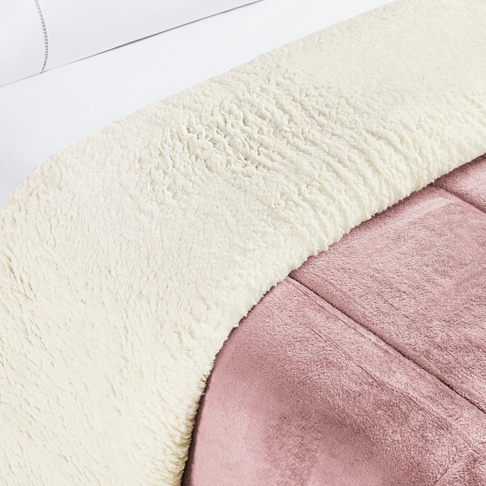 Coberdrom Cobertor Manta Sherpa Pele de Carneiro 490g/m² Dupla Face Aspen Rosa