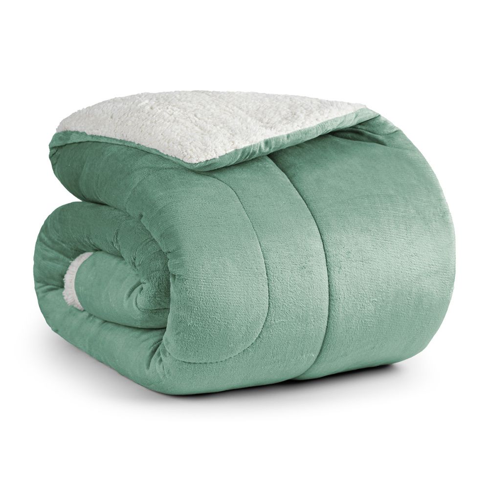 Coberdrom Cobertor Manta Sherpa Pele de Carneiro 490g/m² Dupla Face Aspen Verde