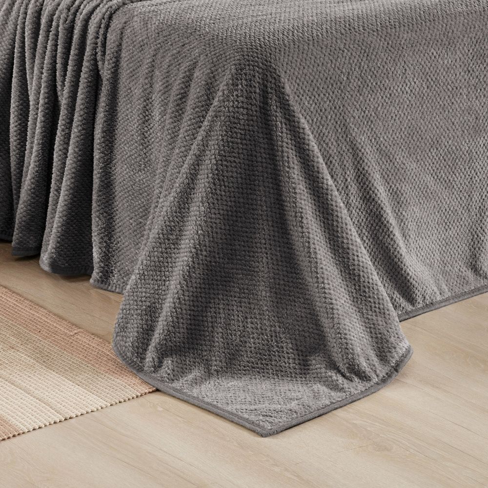 Cobertor Casal Queen King Manta Microfibra 2,20x2,40m 260g/m² Toque de Seda Premier Macio Prata