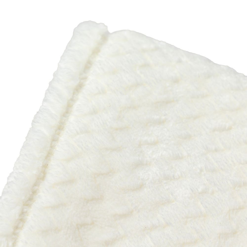 Cobertor Manta Flannel Super Macio Casal Queen King 2,20m x 2,40m 280g/m² Chevron Marfim