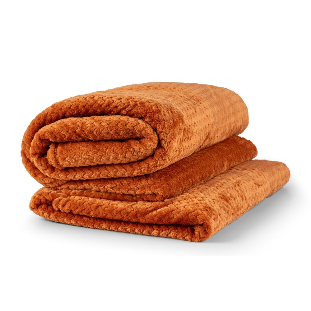 Cobertor Manta Flannel Super Macio Casal Queen King 2,20m x 2,40m 280g/m² Chevron Terracota