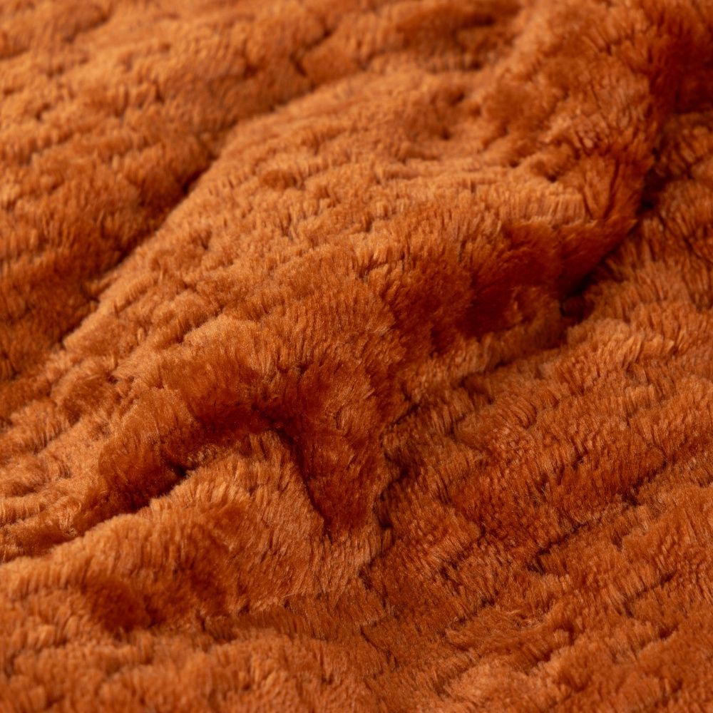 Cobertor Manta Flannel Super Macio Casal Queen King 2,20m x 2,40m 280g/m² Chevron Terracota