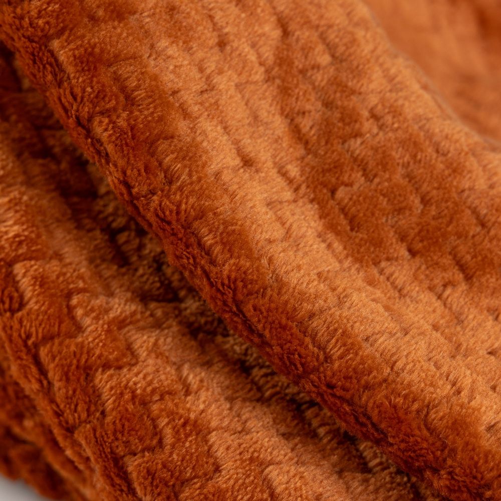 Cobertor Manta Flannel Super Macio Casal Queen King 2,20m x 2,40m 280g/m² Chevron Terracota