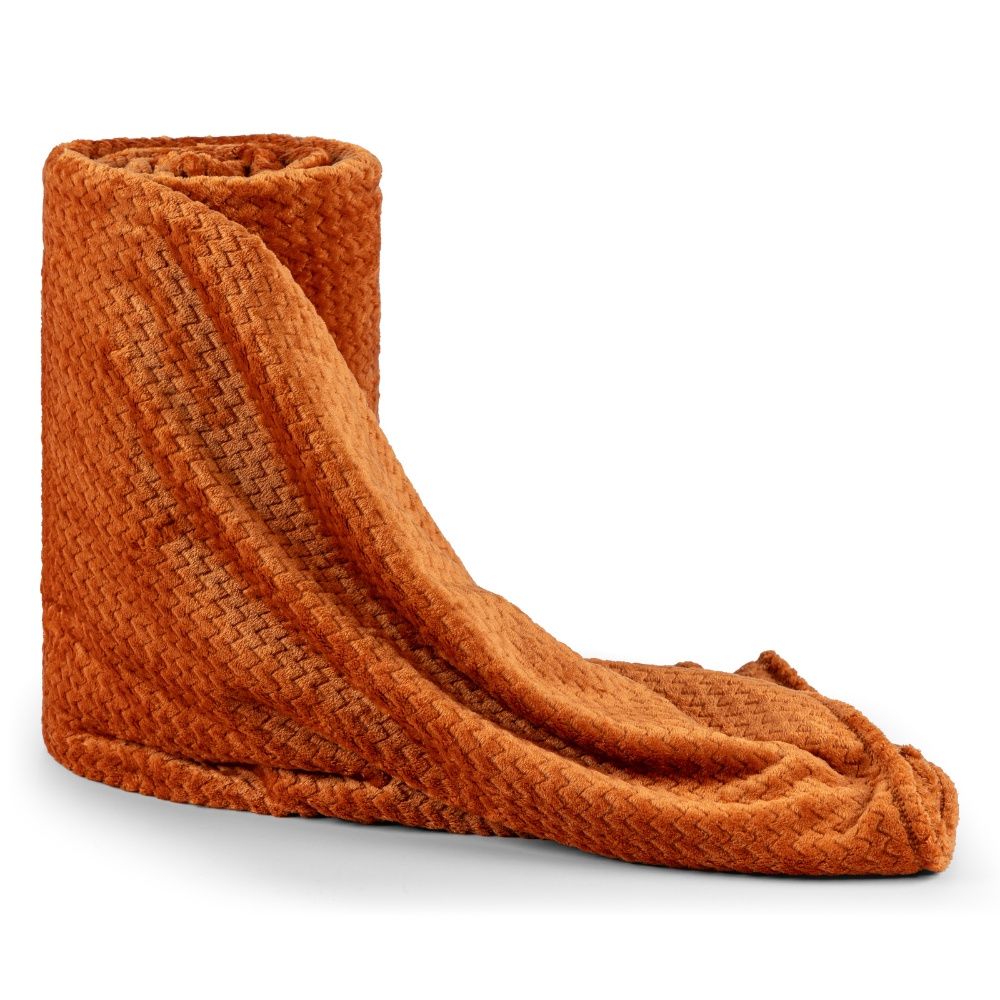 Cobertor Manta Flannel Super Macio Casal Queen King 2,20m x 2,40m 280g/m² Chevron Terracota