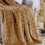 Cobertor Manta Flannel Casal Queen 2,40x2,20m 320g/m² Marshmallow Caramelo