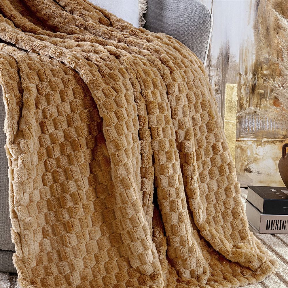 Cobertor Manta Flannel Casal Queen 2,40x2,20m 320g/m² Marshmallow Caramelo